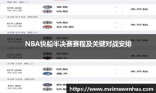 NBA快船半决赛赛程及关键对战安排